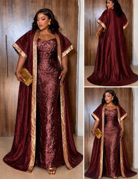 Robe boubou en damas africain Royal Arere