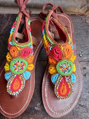 Beaded sandals, Masai sandals, Leather sandals, women sandals