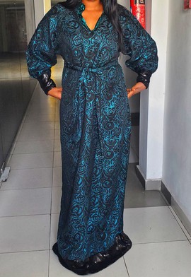 Lila Sequin and Flowered Brocade Long Dress for Weddings/Special occasions