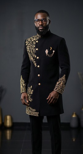 Embroidered safari suit luxury suit