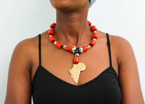 African Brass necklace, Bone and beads necklace, Choker Necklace, Christmas gift for her, Moms gift