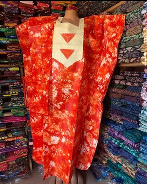 Adire Boubou, African Bubu, African Print Kaftan, Adire Silk Dress, Tie &amp; Dye Dress