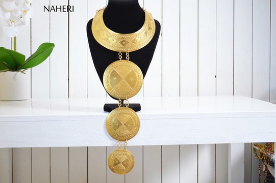 African pendant necklace tribal brass metal designer neck piece