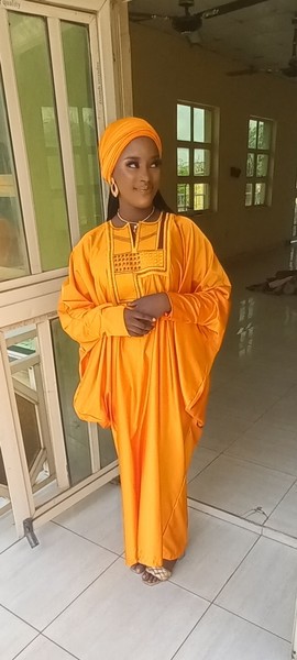 Women embroidered Boubou Sakinah yellow Queen dress