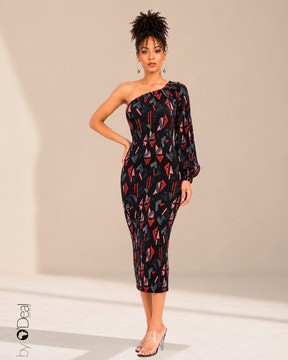 Asymmetrical one-sleeved dress