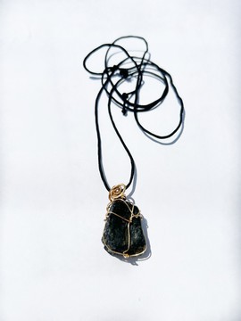 Black Tourmaline Crystal Necklace - 003