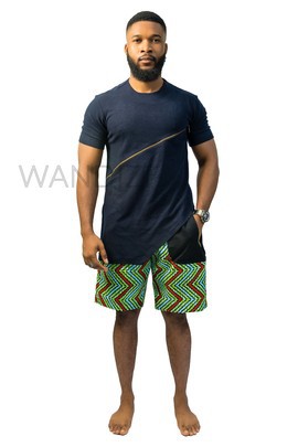 African Print Tshirt with matching shorts, Ankara shorts, 2pc African print beach wear