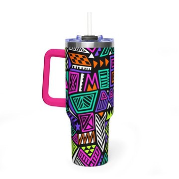 Colorful Ankara Print Tumbler | 40oz Stanley Style Insulated Stainless Steel Travel Mug
