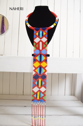 African beaded zulu necklace long pendant