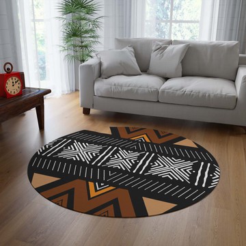 Afrocentric Round Rug Living Room Bright Colored Carpet (LARGER SIZES AVAILABLE)