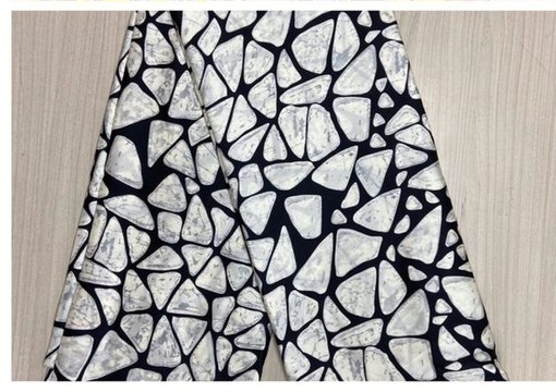 WHITE BLACK PRINTED SILK FABRIC