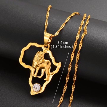 Collier carte africaine plaqué or 18 carats