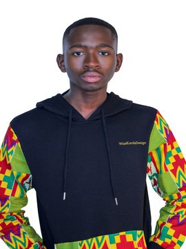 Hooded sweater in Wax Kente