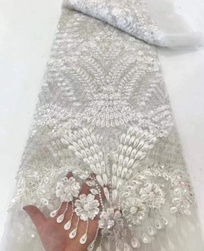 Tissu en dentelle perlée, 5 yards