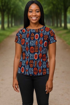 T-shirt à motif africain Adire – T-shirt teint à l’indigo et confectionné à la main