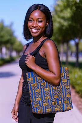 Kente African Print Tote Bag | Native Ghana Fashion | Large Capacity