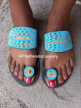 Toe ring sandal, Beaded Sandals, African leather Sandals, Women Shoes, Boho sandals,