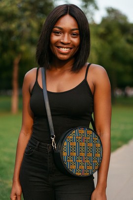 Round Shoulder Bag African Kente Sling Style