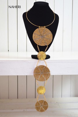 African beaded pendant necklace handmade jewelry