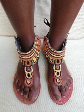Masai Beaded sandals, African  sandals, Women Sandals, Leather sandals, Boho sandals, Beach sandals