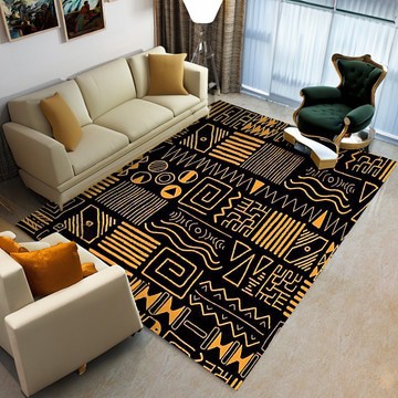 Comfortable Bohemian Carpet Black and Gold Elegant Rug (LARGER SIZES AVAILABLE)