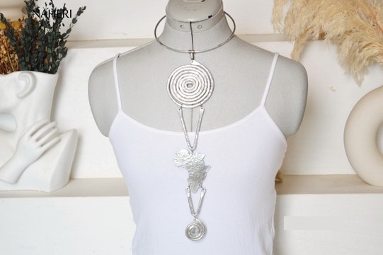 African map jewelry aluminum necklace long