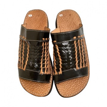Sandale en cuir véritable Noir fait main mode homme