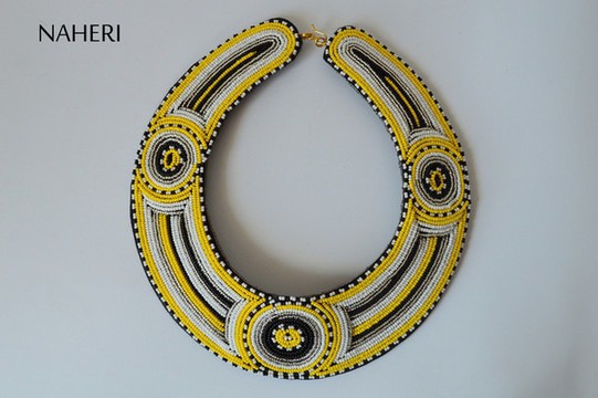 African inspired beaded necklace handmade