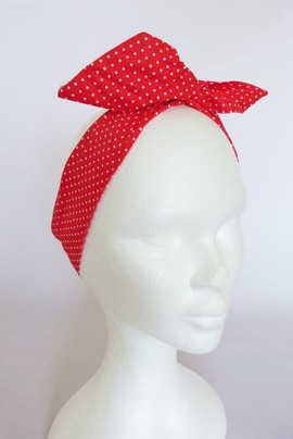 BANDEAU RETRO n°14 "ROUGE PLUMETIS"- Rigide Facile Serre tête Turban Femme Enfant Fille Bébé Vintage