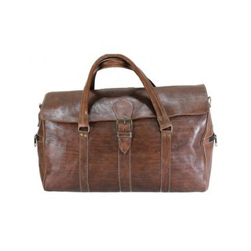 Handmade genuine leather travel bag with shoe compartment - Large weekend bag