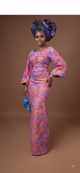 Robe Ankara pétales de rose