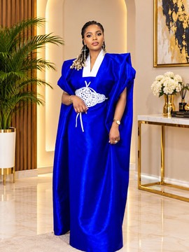 Blue Luxury bubu gown, Elegant wedding guest dress, Reception, birthday party dress