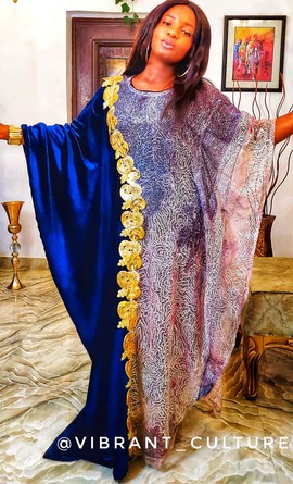 Boubou élégant embelli de luxe pour femme africaine | Taille Plus | Mariage/Occasions spéciales