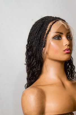 Human hair goddess braids Full lace wig,16 inches