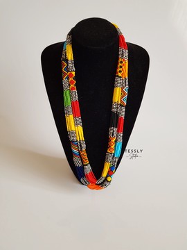 Set of 2 Zulu beaded necklace | Colorful African Jewelry