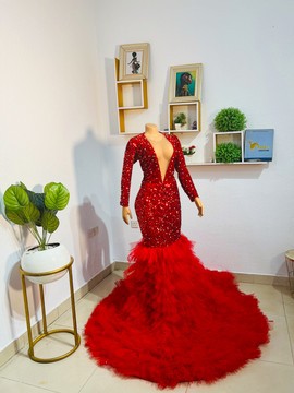 Red prom dress, African clothing for women