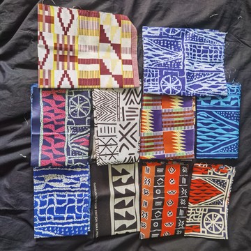 Lot 10 Coupons Tissus pagne Ndop Cameroun en coton léger 45x60