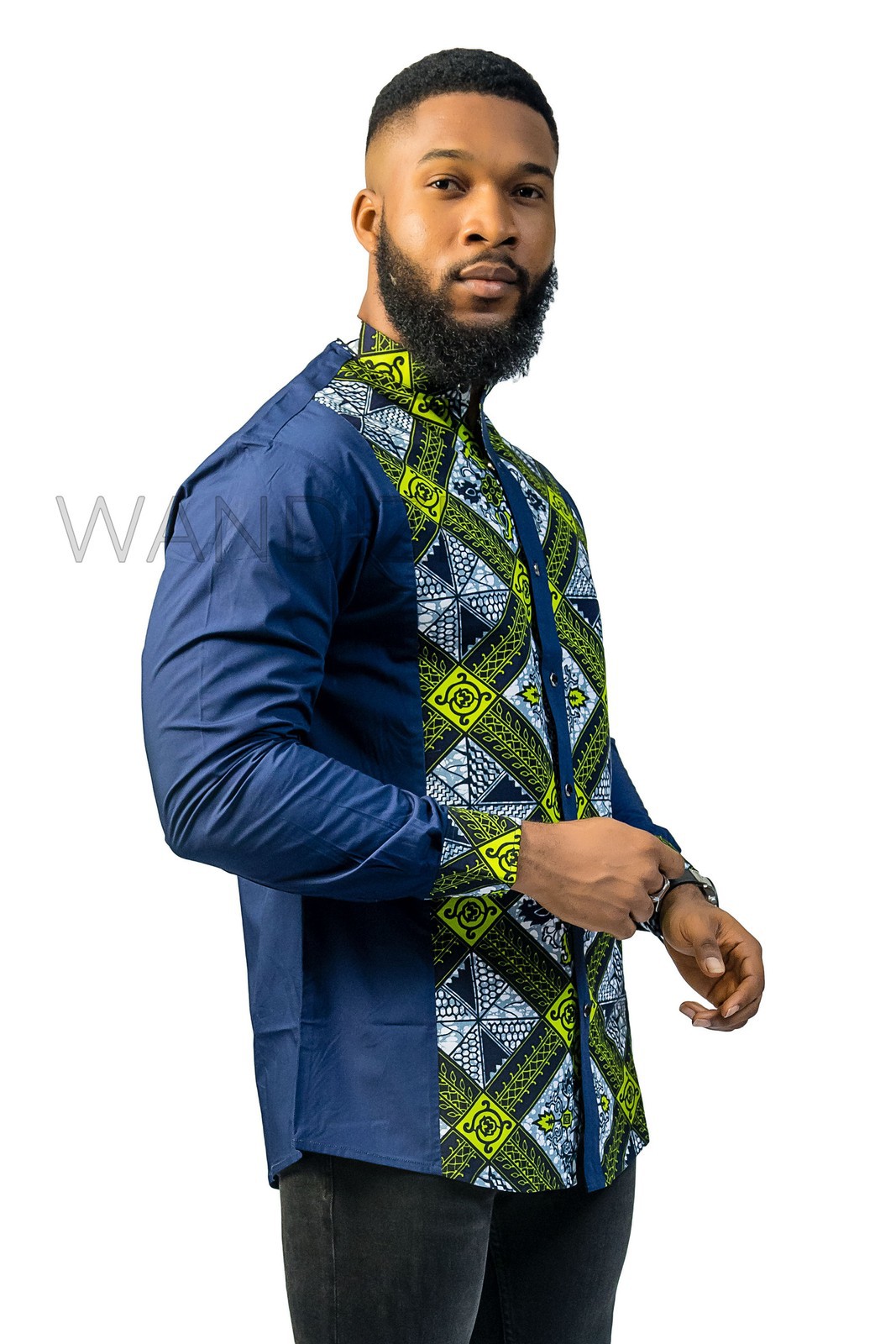 Chemise Africaine Manche Longue Verte – Afro Élégance