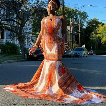 Sia African Print Mermaid Dress