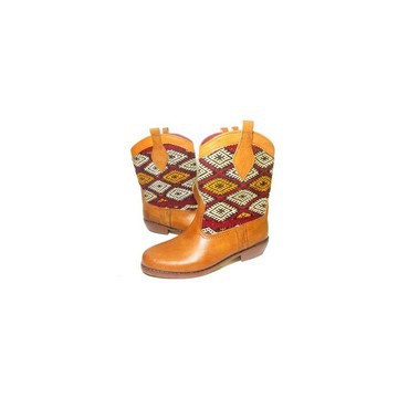 Botte en cuir véritable et kilim fait main haut de gamme.