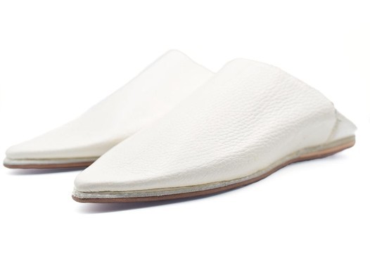 Babouche en vrai cuir Blanche fait main