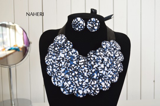 African buttons necklace and earrings set