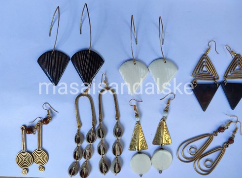 Brass earrings , brass and bone earrings , Wholesale brass earrings