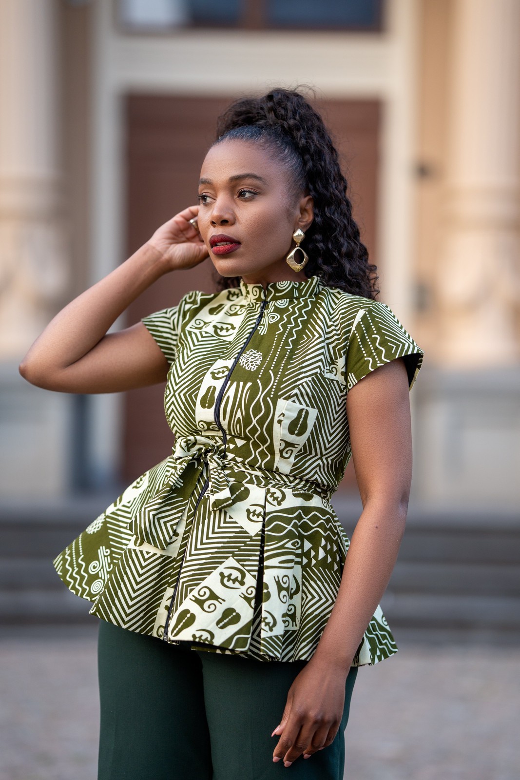 TIWA GREEN PEPLUM TOP by heritageclothings - Peplum Tops - ANKA