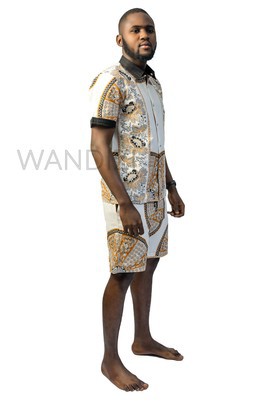 African Print Shirt with matching shorts, Ankara shorts, 2pc African print wear