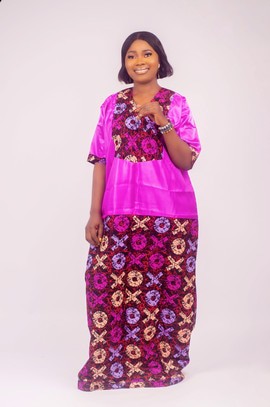 Boubou with Ankara and Liquid Mikado| African Wax| Rich Aunty Dress| Gifts For Her.
