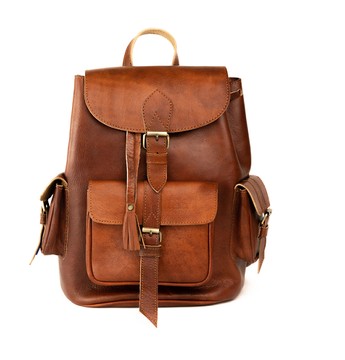 100% handmade high quality genuine leather backpack.
