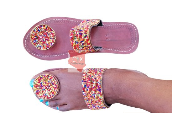 Masai sandals Female Leather Beaded Sandals