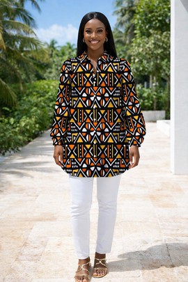 The Sahara Bloom Shirt Dress – Warm, radiant, untamed