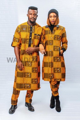Veste longue imprimée africaine Ankara et pantalon cigarette assorti, veste Ankara, pantalon Ankara